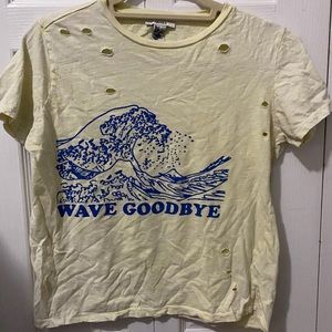 yellow distressed tshirt